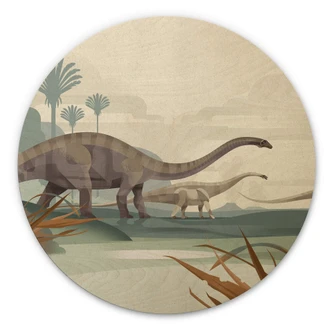 Trätavla i brunt trä - Diplodocus - Rund Trätavla i brunt trä - Diplodocus - Rund