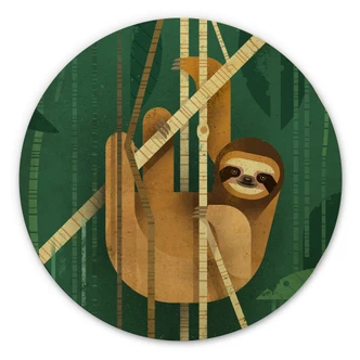 Wandcirkel Hout Braun - Luiaard 