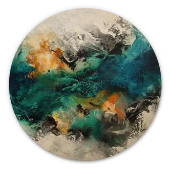 Holzbild Farbnebel abstrakt - Fedrau - Rund 