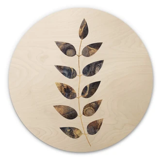 Wandcirkel Hout Fredriksson - Marble Leaves 