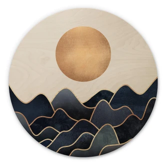 Tableau sur bois Fredriksson - Vagues - Rond 