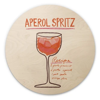 Houten Wanddecoratie Fritsch - Aperol Spritz - Rond 