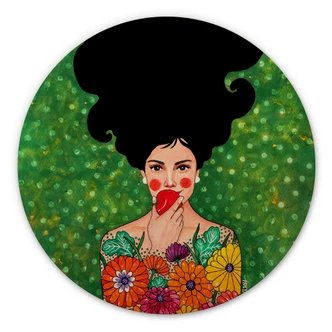 Wandcirkel Hout Hülya - the Red Apple 