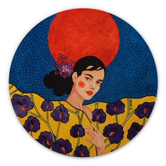 Tableau sur bois Hülya - Gâchez la nuit - Rond 