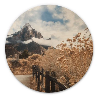 Tableau sur bois rond Le chemin vers le sommet - Iqbal 