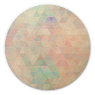 Wandcirkel Hout Kleurrijke mozaïek driehoeken - Jaszke 