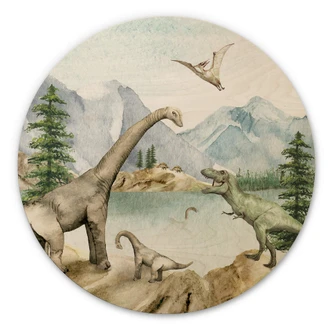 Holzbild Kikki Belle - Dinowelt - Rund 