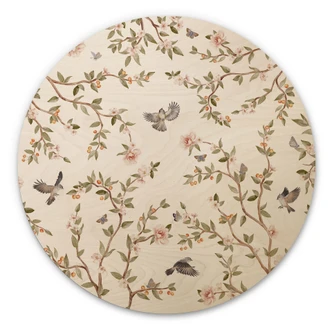 Cuadro de madera rosal con pájaros - Kikki Belle - Redondo 