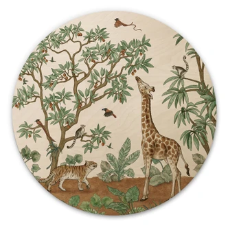 Obraz drewniany ukryte obiekty zwierzęta dżungli - Kikki Belle - Okrągły 