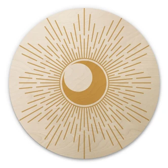 Cuadro de madera Rayos de sol dorados - KsanaKalpa - Redondo 