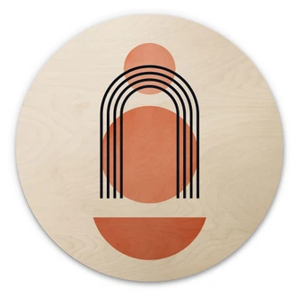 Væg cirkel træ Abstrakt geometri i ferskenfarver - Kubistika Væg cirkel træ Abstrakt geometri i ferskenfarver - Kubistika