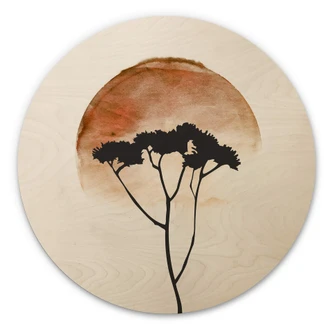 Wandcirkel Hout Kubistika - Afrikaanse Woestijn 