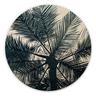 Wall Circle Wood Kubistika - Palm Tree Close Up 