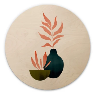 Kubistika Billede af træ - Efterårsplanter - Rund 