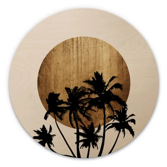 Wandcirkel Hout Kubistika - Miami Beach 