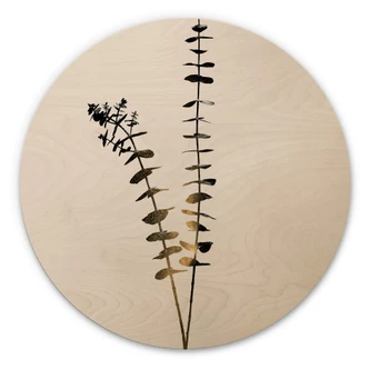 Obraz drewniany Kubistika - Czarno-złoty eukaliptus - 