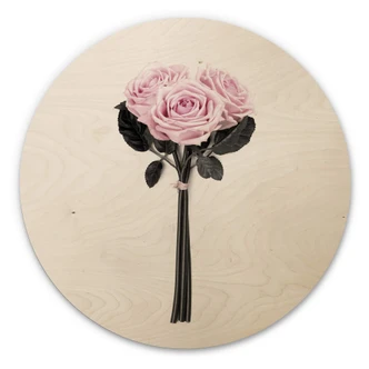 Obraz drewniany Kubistika - Dzikie róże - Okrągły 