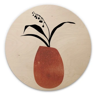 Obraz drewniany Kubistika - Zimowe kwiaty - Okrągły 