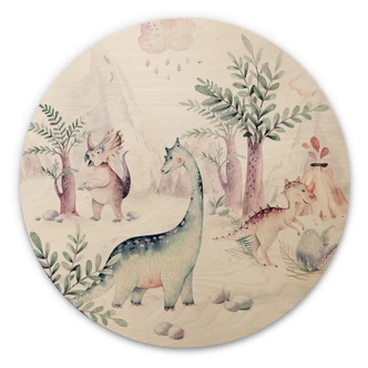 Obraz drewniany Kvilis - Świat Dinozaurów - Okrągły 