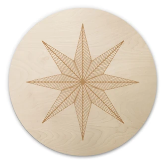 Tableau sur bois Étoile d'or géométrique - Magnusson - Rond 