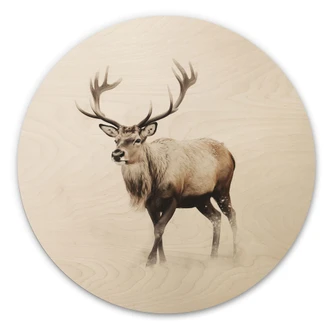 Billede af træ hjort i hvid vinter - Magnusson - Rund 