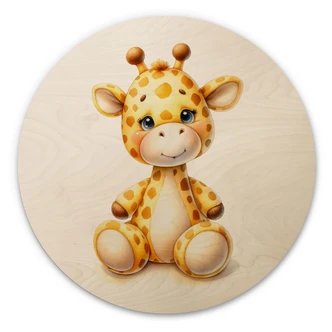 Holzbild Kleine Giraffe - Magnusson - Rund Holzbild Kleine Giraffe - Magnusson - Rund