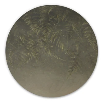 Cuadro de madera helecho en el bosque nuboso en verde - Ms Tiff - Redondo 