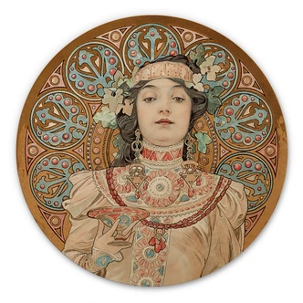 Tableau sur bois rond Mucha - Moet et Chandon 