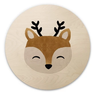 Wandcirkel Hout Orara Studio - Schattig Rendier 