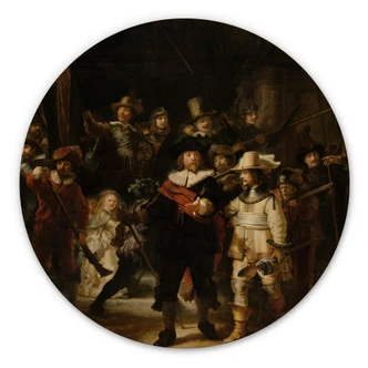 Holzbild Rembrandt - Die Nachtwache - Rund 