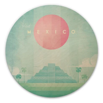 Houten Wanddecoratie tempel van Kukulcán in Chichén Itzá - Rivers - Rond 