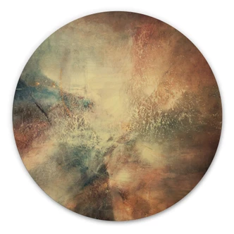 Tableau sur bois Brouillard abstrait dans la lumière dorée - Schmucker - Rond Tableau sur bois Brouillard abstrait dans la lumière dorée - Schmucker - Rond