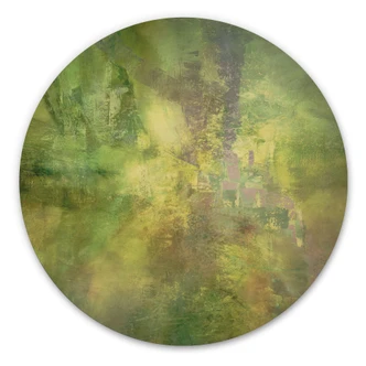 Tableau sur bois Jeu de couleurs de vert d'or - Schmucker - Rond Tableau sur bois Jeu de couleurs de vert d'or - Schmucker - Rond