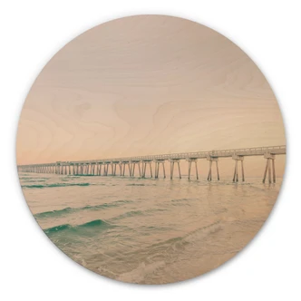 Wandcirkel Hout Pier boven zee - Sisi & Seb 
