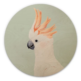 Cuadro de madera retrato animal cacatúa rosa - Sisi & Seb - Redondo 