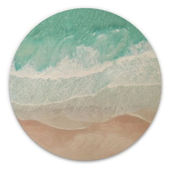 Holzbild Sanfte Wellen am Strand - Sisi & Seb - Rund 