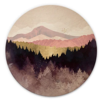 Holzbild SpaceFrog Designs - Lila Wald - Rund Holzbild SpaceFrog Designs - Lila Wald - Rund