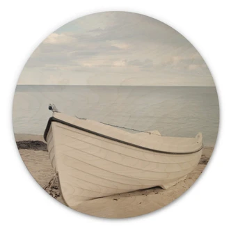 Tableau sur bois rond Le bonheur sur la plage de la mer Baltique 