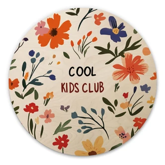 Tableau sur bois Cool Kids Club Fleurs colorées - Treechild - Rond Tableau sur bois Cool Kids Club Fleurs colorées - Treechild - Rond