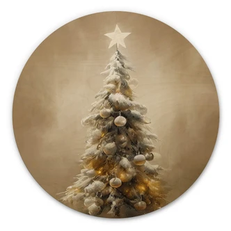 Wandcirkel Hout Treechild - Golden Christmas Tree 