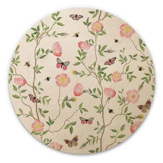 Trätavla Rosa julrosor på våren - UN Designs - Round 