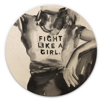 Wall Circle Wood Verbaan - Fight Like a Girl 