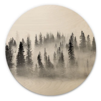 Væg cirkel træ Xu - Foggy Forest 