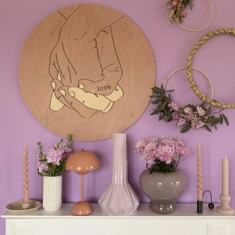 Obraz drewniany Kubistika - Ręka w rękę - Okrągły 