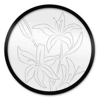 Poster 1X Studio - Line Art Floral - Minimalistische Blumen - Rund 