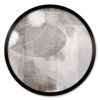 Poster 1X Studio - Line Art Kvinnoporträtt - Rund 