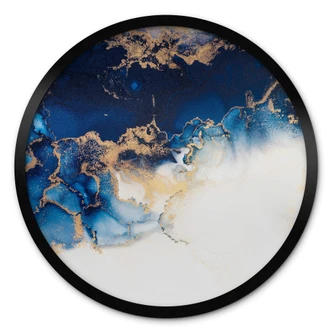 Poster rond Abstract Blauw en Goud 