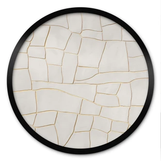 Poster Abstraktes Rissmuster in Beige - Alma - Rund 