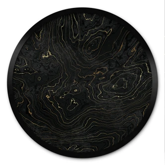 Poster Abstrakte Linien Schwarz-gold - Amini - Rund 