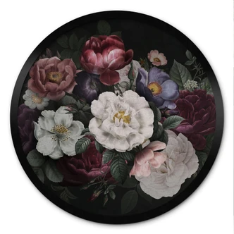 Poster Blumen Stillleben im Redouté-Stil - Bloomery Decor - Rund 